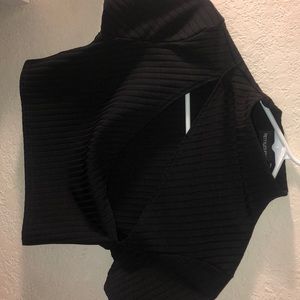 Black cropped top with slit on the chest